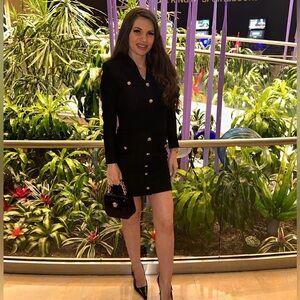 Chic Black Double-Breasted Mini Dress